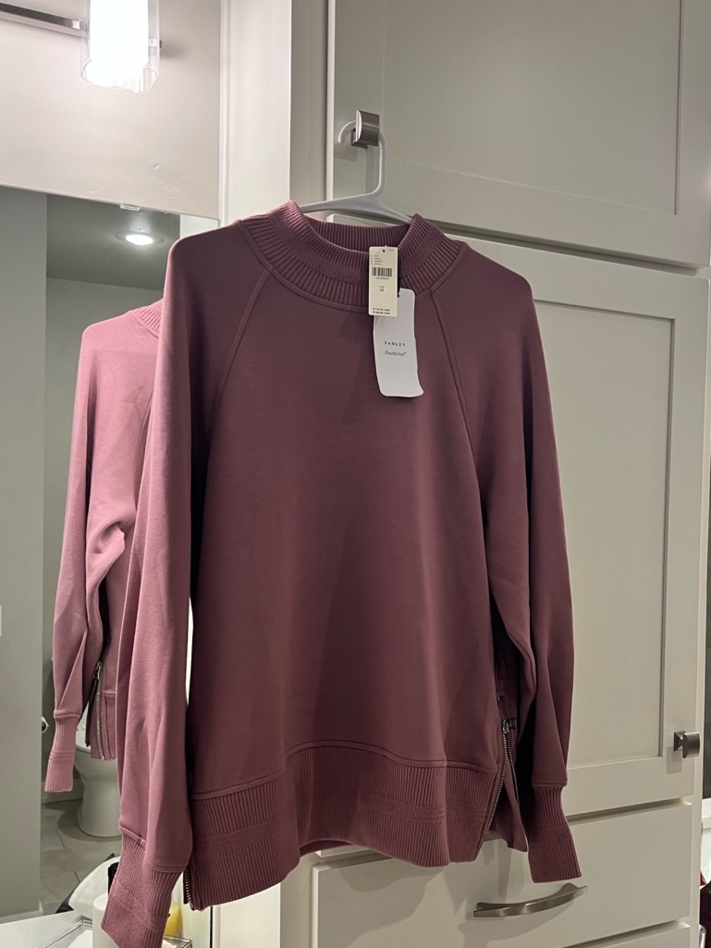 Varley Mauve-Pink Zipper Side Sweatshirt